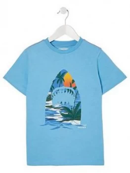Image of Fat Face Boys Resort Shark T-Shirt - Sky Blue