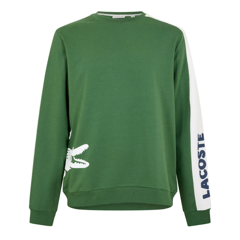 Image of Lacoste Printed Lounge Sweatshirt - Green Green L