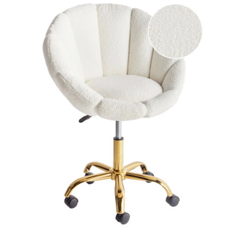 Image of Beliani Desk Chair Annabelle Boucle White