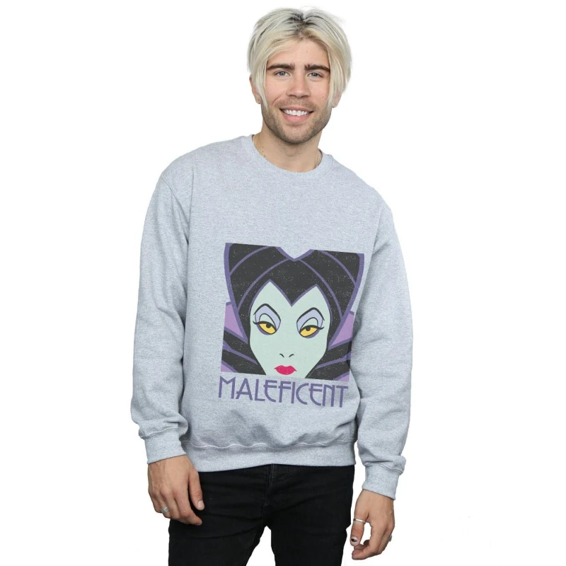 Image of Disney Men Maleficent Cropped Head Sweatshirt in Grey Size: Small Grey S Male 5057864092646