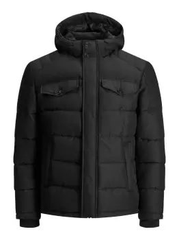 Image of JACK & JONES Hooded Puffer Jacket Men Black