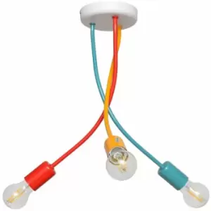 Image of Helam Harvard Multi Arm Semi Flush Ceiling Light Multi-Coloured 36cm