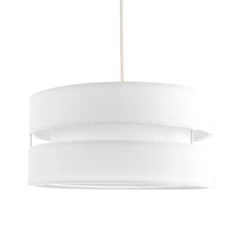 Image of Happy Homewares Contemporary Quality White Linen Fabric Triple Tier Ceiling Pendant Light Shade
