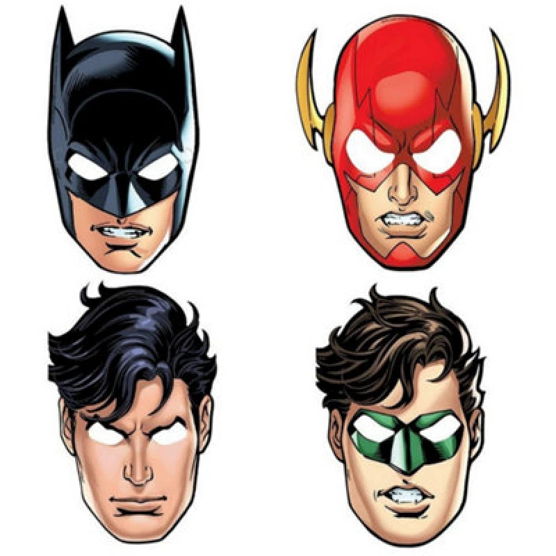 Image of Justice League Characters Mask (Pack of 8) Multi unisex