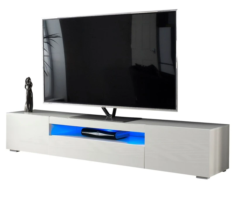 Image of Moderna Modern White 200cm Gloss TV Stand for 55-80" 4K LED TV White Unisex
