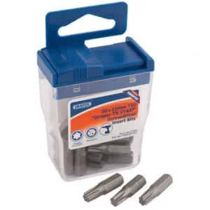 Image of Draper 20 x Draper TX-STAR&amp;#174; 25mm Long Insert Bits in Plastic Storage Case