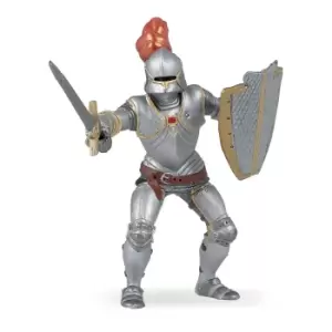 Image of Papo Fantasy World Knight in Armour with Red Feather Toy Figure, 3...