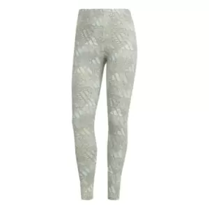 Image of adidas Essentials Multi-Colored Logo Leggings Womens - Linen Green / Multicolor / Whi