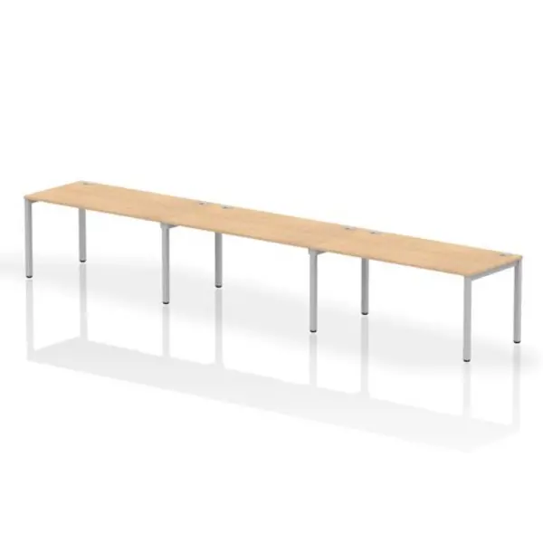 Image of Impulse Bench Impulse Bench Single Row 3 Person 1600 Silver Frame Office Bench Desk Maple IMBS316MPES