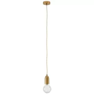 Image of Kitimat Slim Pendant Ceiling Light Brass Metal, Clear Glass LED G9 - Merano