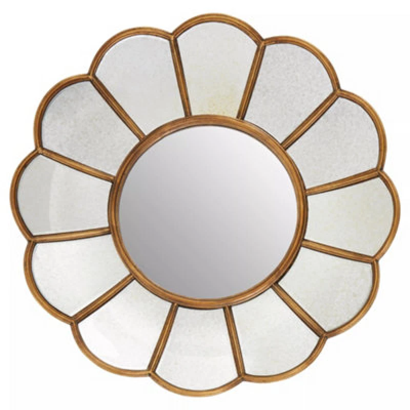 Image of Orsina Floral Wall Mirror, Radiating Accent Mirror For Dressing Rooms, Decorative Centrepiece For Wall Display