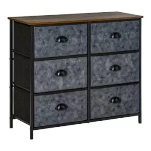 Image of Homcom Fabric Cabinet With 6 Chests Of Drawers Grey And Black