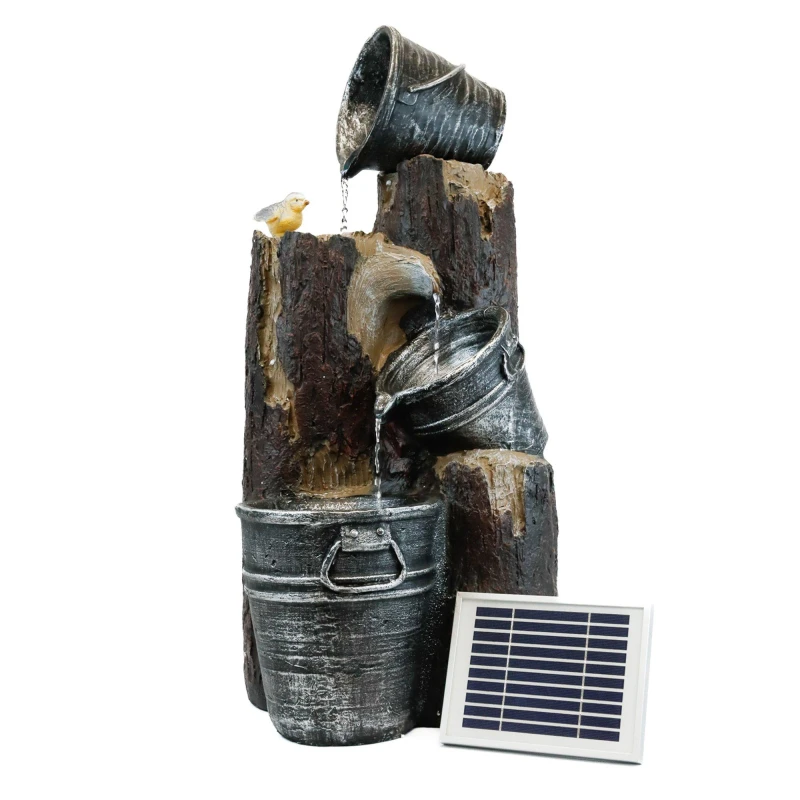 Image of Streetwize Solar Bucket Fountain - Silver Silver 36x33.5x74