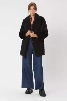 Image of Mix Faux Fur Panel Coat