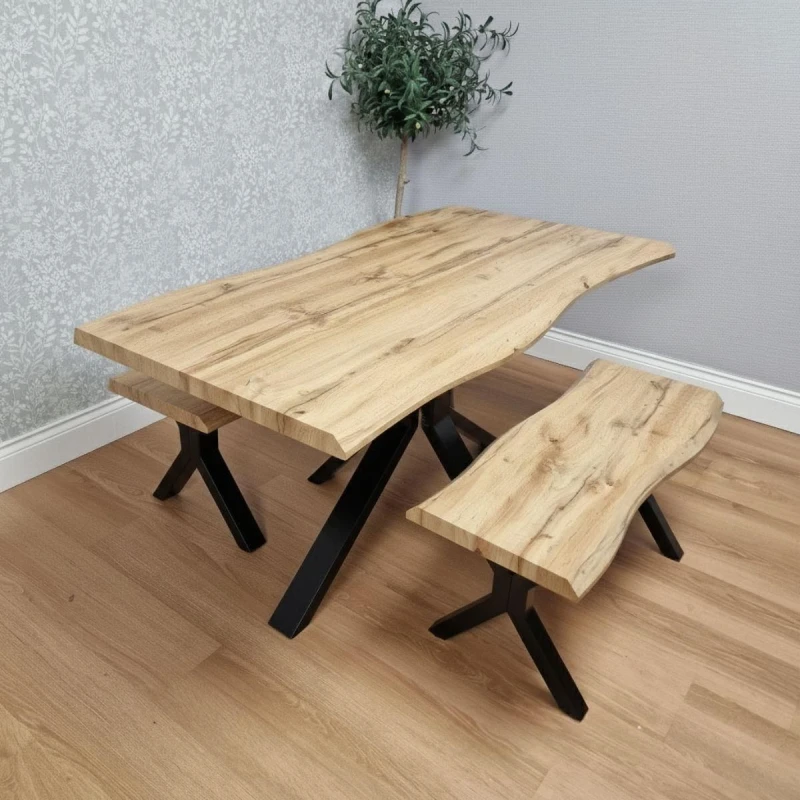 Image of Kosy Koala Modern Dining Table Set With Two Modern Benches Dining Room Furniture