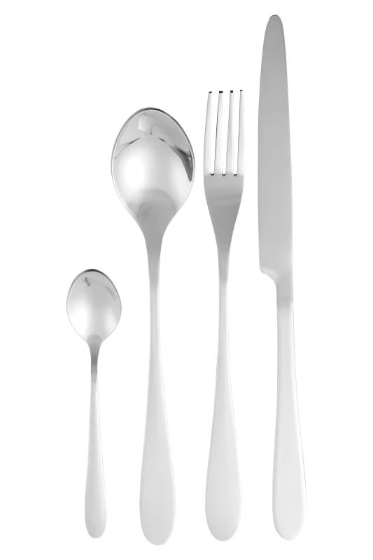 Image of Premier Housewares 16Pc Cutlery Set, Elegant SIlver Finish Cutlery Set, Modern Stainless Steel Cutlery Set with Rounded Handles Silver