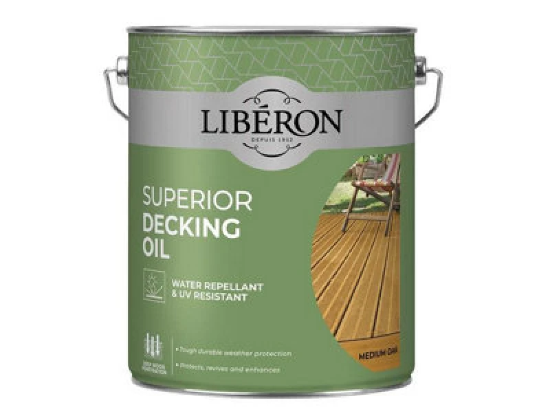 Image of Liberon Superior Decking Oil - Medium Oak - 5 Litre For Ultimate Timber Protection