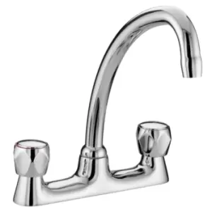Image of Bristan Value Club Budget Deck Sink Mixer Tap with Metal Heads VAC BDSM C MT - 219293