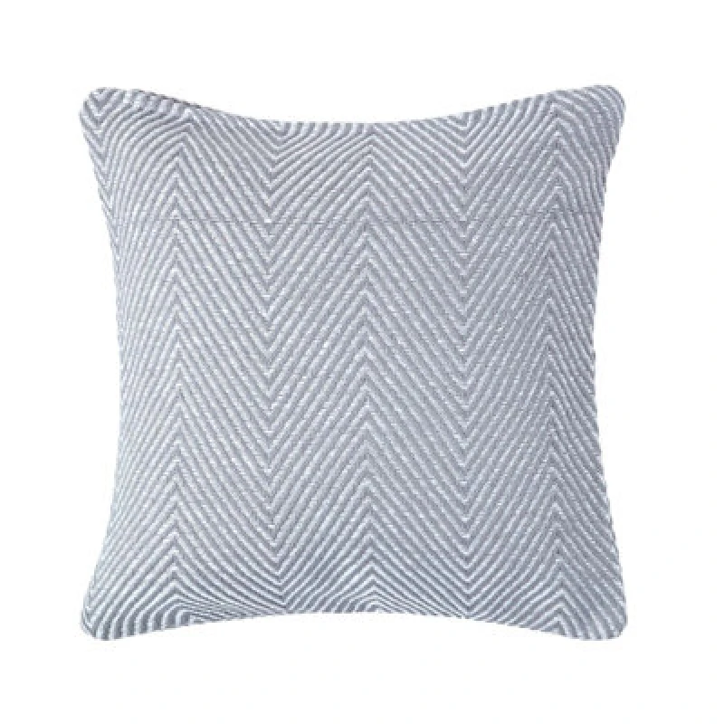 Image of Homescapes Cotton Grey Halden Chevron Cushion Cover, 45 X 45 Cm
