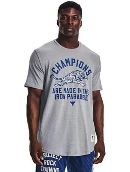 Image of Under Armour Training Project Rock Champ S/s T-Shirt - Blue, Size S, Men