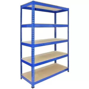 Image of Q-Rax 120cm Garage Shelving Storage Unit / Racking 5 Tier Bay / - Blue