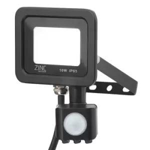 Image of Zinc RYE LED PIR Slimline Floodlight 10W Daylight 180° Black