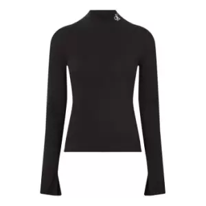 Image of Calvin Klein Jeans Rib Mock Neck T Shirt - Black