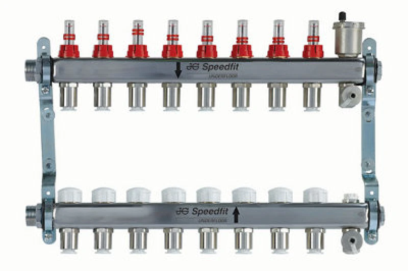 Image of John Guest Underfloor Heating Man8/3 Manifold - 8 Zone Silver