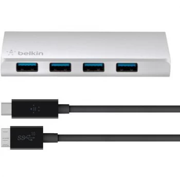 Image of Belkin USB 3.0 Type-C 4 Port Hub Usb-C To 4 X Usb-a - Aluminium