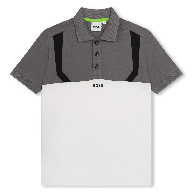 Image of Boss Kids Black Logo Polo Shirt Med Grey 036 male 6 Yrs