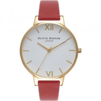 Image of Olivia Burton Big White Dial Red & Gold Watch OB15BDW01