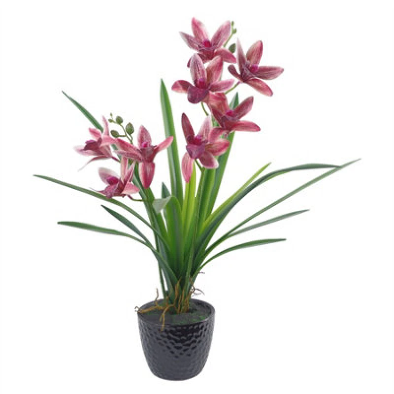 Image of Leaf 50cm Large Dark Pink Artificial Orchid in Ceramic Planter Dark Pink unisex