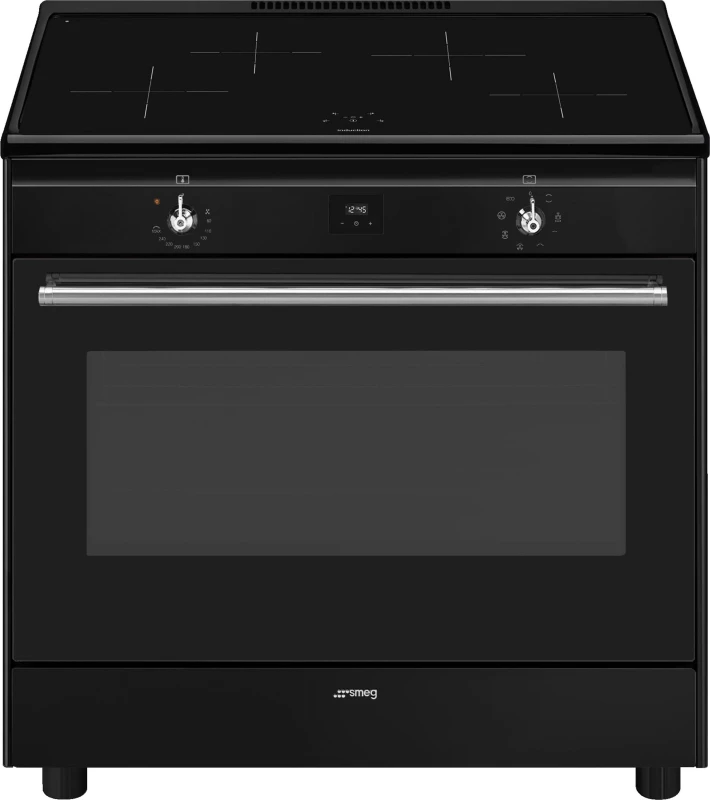 Image of Smeg Concert CX91IMBL 90cm Electric Range Cooker with Induction Hob - Black - A Rated