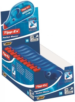 Image of Tipp-Ex 4.2mm x 9m Pocket Mouse Correction Tape Roller Disposable Pack of 10
