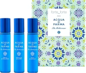 Image of Acqua di Parma Blu Mediterraneo forte_forte Edition Discovery Gift Set 12ml Arancia di Capri Eau de Toilette + 12ml Fico di Amalfi Eau de Toilette + 1