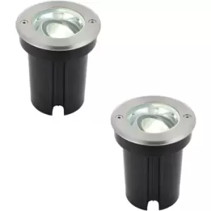 Image of 2 PACK Stainless Steel IP67 Ground Light - 6W Cool White LED - Tilting Head