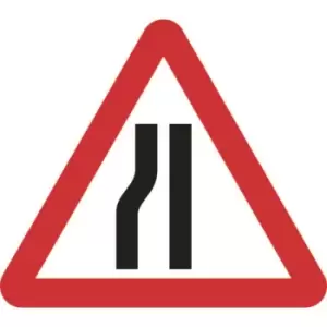 Image of 750mm Triangular Road Narrows Left Roll-up Sign