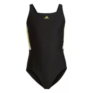 Image of adidas Colorblock 3-Stripes Swimsuit Kids - Black / Impact Yellow