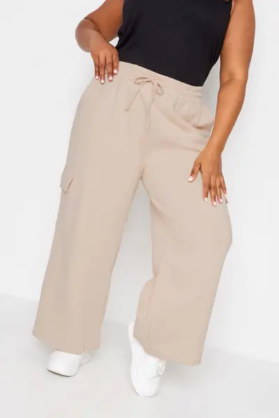 Image of Yours Wide Leg Cargo Joggers Pale Pink