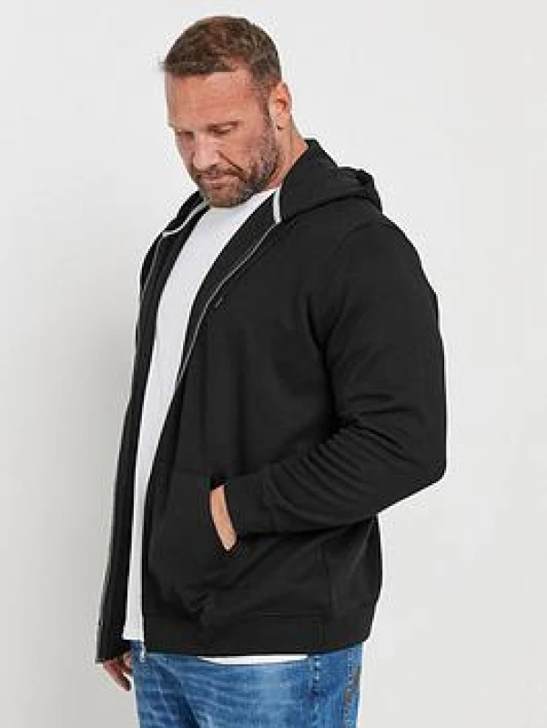 Image of BadRhino Zip Through Diamond Quilted Hoodie Black