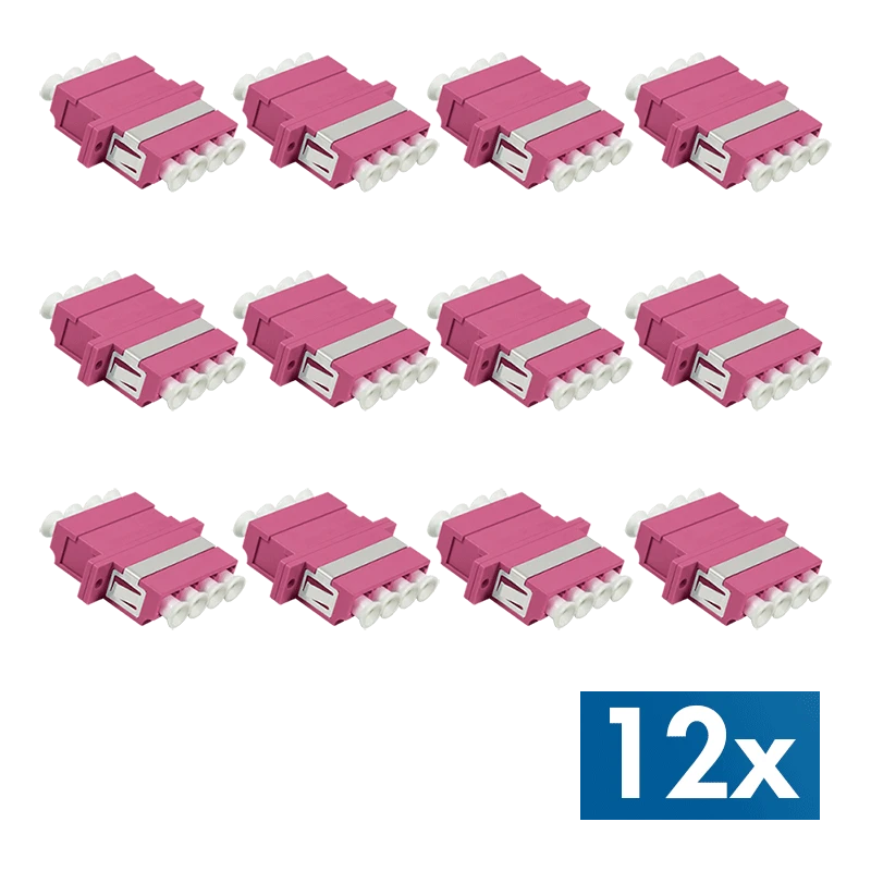 Image of LogiLink Fiber Adapter LC Quad. 12 pieces. with flange. violet