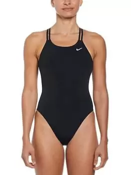 Image of Nike Hydrastrong Spiderback Swimsuit, Black, Size 30, Women