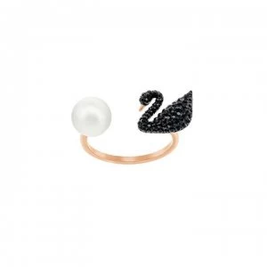 Image of Swarovski Iconic Swan: Ring Blk Jet/Ros 58 - Multi