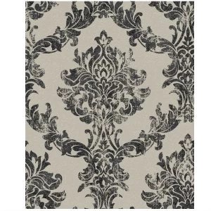 Image of Boutique Opal Damask Wallpaper - Charcoal