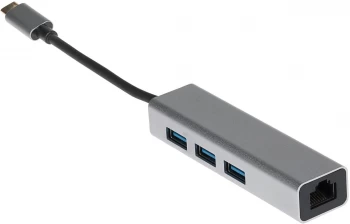 Image of Nikkai USB-C to Gigabit RJ45 Ethernet plus 3x USB-A ports 3.0 Multiport Adapter - Silver