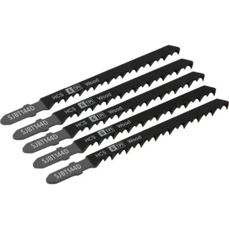 Image of Loops 5 PACK - 100mm WOOD Jigsaw Blade Set - 6 TPI HIGH CARBON Side Set Precision Cut Multi