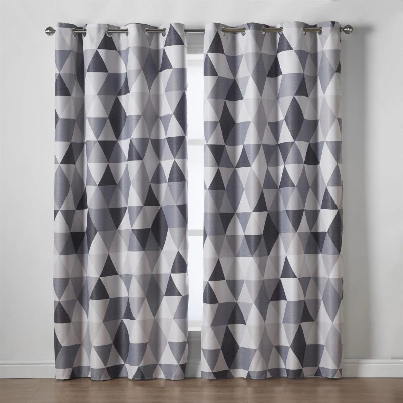 Image of Alan Symonds Malmo 95% Blackout Ring Top Curtains Charcoal unisex 168x137cm