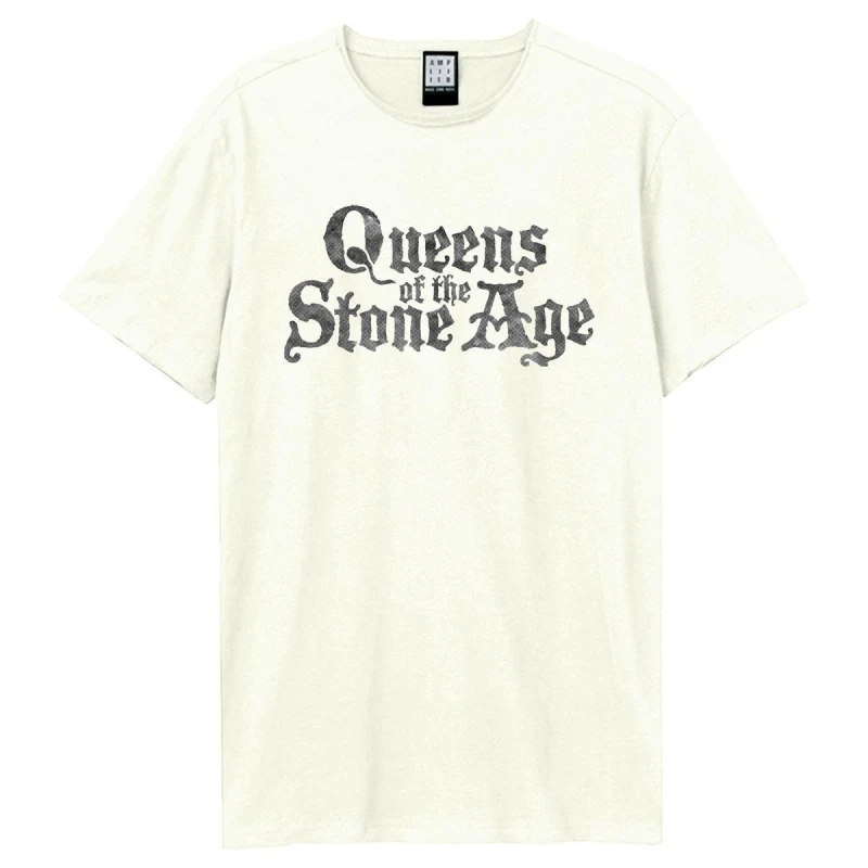 Image of Amplified Amplified Men Queens Of The Stone Age Logo T-Shirt in White Size: Small White S Male 5063470956876