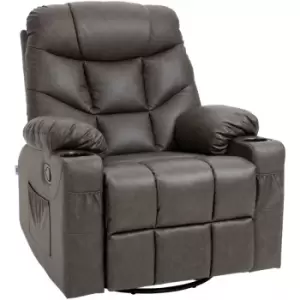 Image of Homcom - Manual Recliner Chair with Footrest, Cup Holder, Side Pocket, Brown - Brown