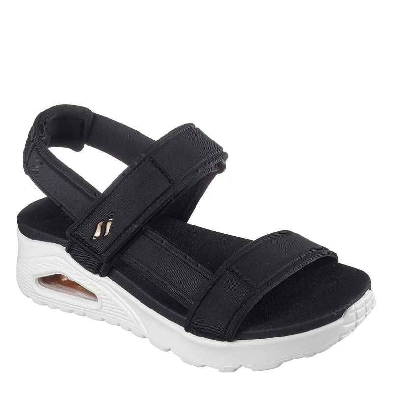 Image of Skechers T-Strap Debossed Adjustable Sling B Flat Sandals Womens - Black 8